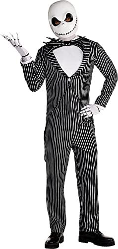 Party City Jack Skellington Costume for Adults - Disney Nightmare Before Christmas Costume Includes Jumpsuit, Bow Tie, & Mask - Costumes for Halloween, Birthday Parties & Themed Events