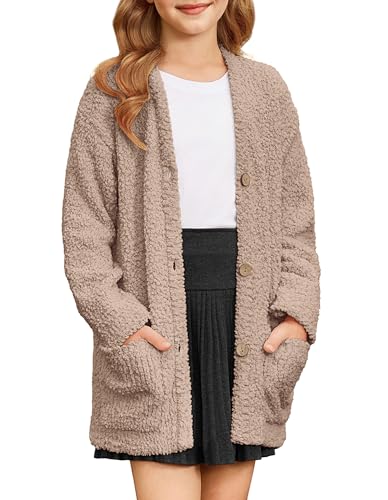 GRACE KARIN Girls Open Front Cardigan Long Sleeve Popcorn Knit - Main Image