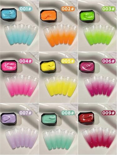 Set de esmaltes en gel de 9 colores con esponjas y plantillas miniatura 2