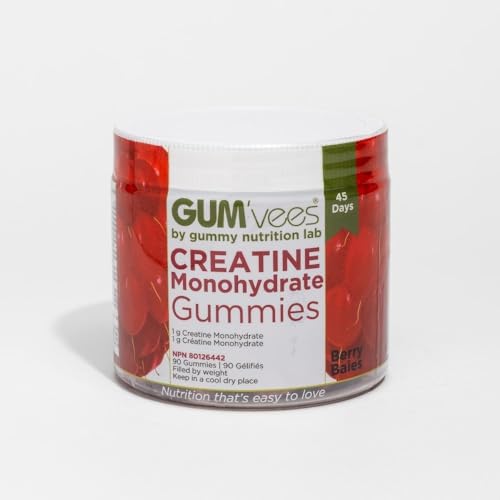 Créatine Gummies | 1 g de créatine monohydrate par gomme | 2 à 5 par jour | Croissance musculaire et santé du cerveau | Saveur mangue et baies (1 paquet de 90), baie)