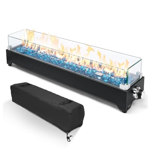 GRISUN 36" Table Top Propane Fire Pit, 50000 BTU Tabletop Gas Fire Pit, Tabletop Firepit for Patio, Outdoor Portable Fireplace, Rectangular Fire Bowl with Glass Wind Guard, Glass Beads & Cover