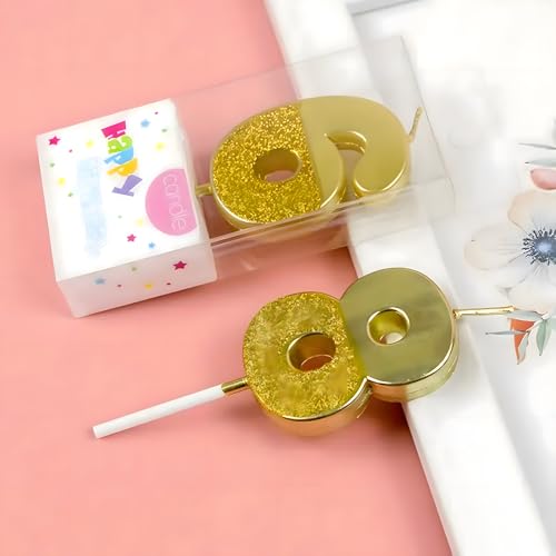Image of Birthday Number Candles 6 for Kids Cake Topper Decoration Sparkle Gold Metallic Drip-Resistant Candles for Wedding Anniversary Graduation Retirement Sixth Year Celebration Size 5 x 3.5 cm