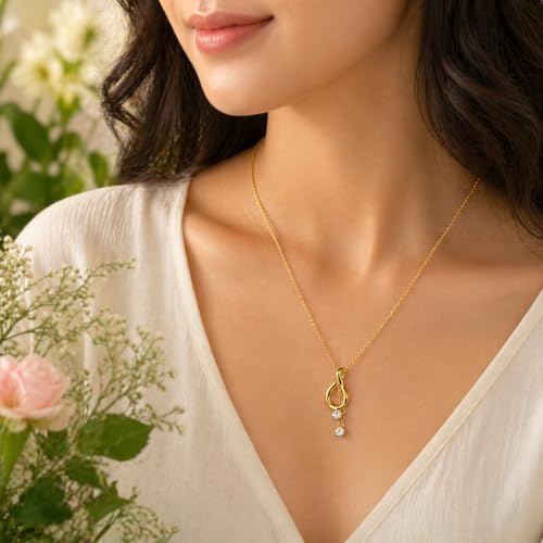 Image of RIDHVEE Anti-Tarnish Gold Plated Pendant Necklace for Women & Girls | Skin Friendly Lightweight Fashion Jewellery | Elegant Minimalist Chain Necklace & Gifting