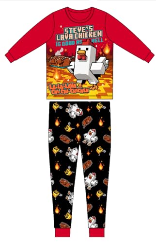 Chitoldeder Steves Lava Chicken Boys Girls Pants Set Kids Game Adventure Tee Shirt 2PCS Long Sleeve Cartoon Monster Clothing Outfit (Red 7-8 Years)