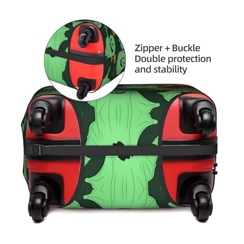 Green Ghost Horror Halloween Pumpkin 2 Tsa Approved Luggage Cover For 18-32 Inch Suitcases Scratch-Resistant Stretch Luggage Cover4