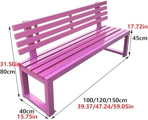 Heavy-Duty Outdoor Park Bench with Backrest, Galvanized Steel & Solid Wood, Waterproof Seating for Parks, Streets, Malls & Community Areas, 47.24"x15.75"x31.5"