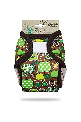 Petit Lulu Größe 1 PUL Überhose (2-6 kg) | Klett | Newborn Windelüberhose | Baby Windelhose | Waschbar & Wasserdicht | Stoffwindeln für Neugeborene | Hergestellt in EU (Apple Cider)