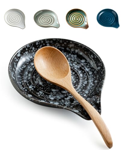 LAUCHUH Spoon Rest for Stove Top, Ceramic Spoon Holder Kitchen Ladle Holder