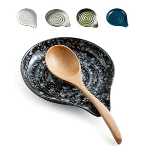LAUCHUH Spoon Rest for Stove Top, Ceramic Spoon Holder Kitchen Ladle Holder