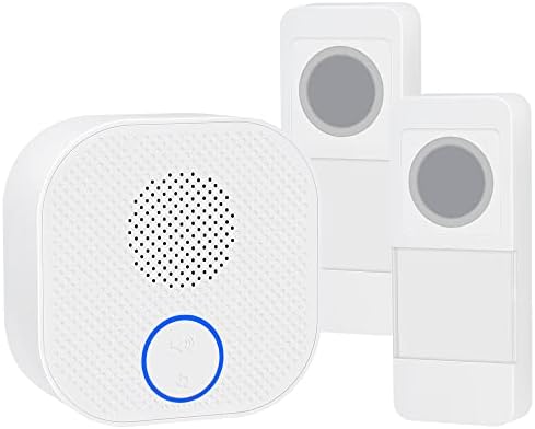 Wireless Door Bell,Waterproof Door Bell Chime Kit Operating at 300M/1000FT,38 Chimes,4 Volume Levels & LED Flash，DIY Name Plate Suitable for Home Office Classroom (Plug In Version)