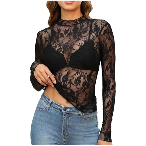 Long Sleeve Mesh Lace Top Women's Wedding Guest Outfit Club Party Wear  Sheer Evening Blouse Formal Event Underdress Black at Amazon Women's  Clothing store