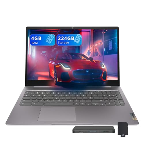 Image of Lenovo Ideapad 3 15.6 inch FHD Chromebook, Intel Celeron N4500, 4GB RAM, 224GB Storage (64GB eMMC+160GB Docking Station Set), ‎Intel UHD Graphics, Full Size Keyboard, Chrome OS, Artic Gray