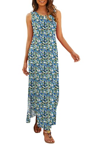Image of Hount Women's Casual Summer Sleeveless Dress Loose Split Maxi Dresses with Pockets