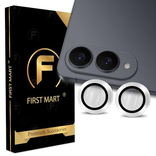 Image of FIRST MART Silver Camera Ring Guard Protector for Samsung Galaxy S25 Edge | Tempered Glass with Metal Alloy Rings, HD Clear, Scratch Resistant, Case-Friendly | Pack of 1