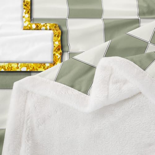Image of Erosebridal Sage Green Checkered Sherpa Blanket Plaid Initial F Fuzzy Plush Throw Personalized Monogram Fleece Blanket for Kids Boys Girls,Fashion Grids Gingham Decor for Bed Couch Baby 30 inchx40 inch