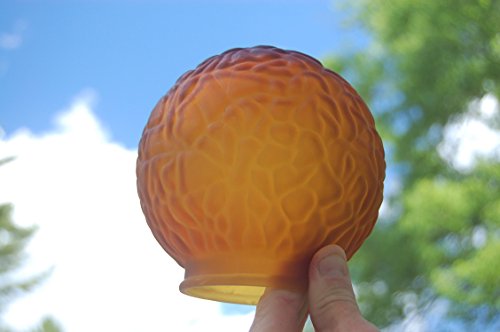 3 1/4" fitter, Amber Glass Art Deco BRAIN Style Ball Globe or Lamp Shade For Antique Figural & Radio & Accent Lamps