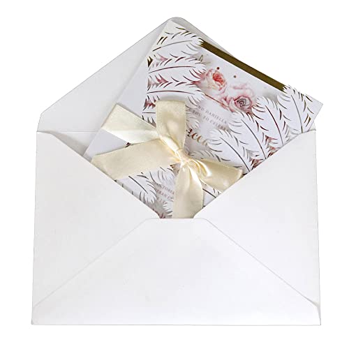 Invitation de mariage découpée au laser chic avec ruban et enveloppe pour fiançailles - 2