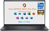 Dell 2024 Inspiron 15 Students and Business Laptop, Free Lifetime Microsoft Office 2021,12GB RAM,512GB SSD, 15.6' FHD, Intel 6-Core i3-1215U Windows 11 Pro, Black,Fast Charge, Light-Weight