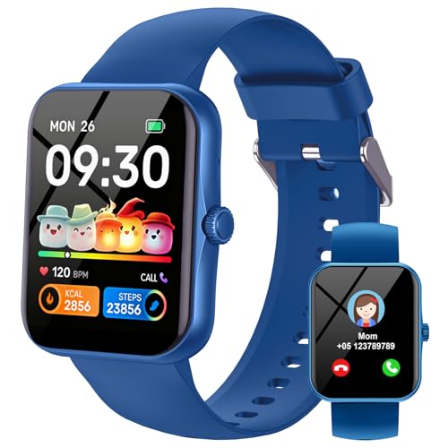 Reloj Inteligente Niño Pulsera Actividad, 1.83' HD Smartwatch para Niños Niña con 120 Modos Deportivo, IP68 Impermeable Podómetro Pulsómetro Monitor de Sueño, Smart Watch para 5 a 16 Años Regalo, Azul