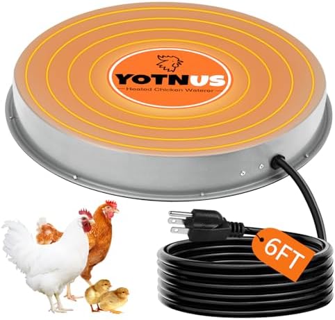 Outdoor Water Heater for Chickens: Which One Will Keep Them Cozy? 6 YOTNUS Chicken Water Heater for Winter: 11 Inch Chicken Water Heater Base, 77℉ Automatic Shut-Off, Safe for Outdoor Use, 125W Heated Chicken Waterer, Poultry Water Deicer with 6 Feet Cord