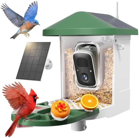 HARYMOR Smart Bird Feeder with Camera Solar Powered, 2K HD Live V...