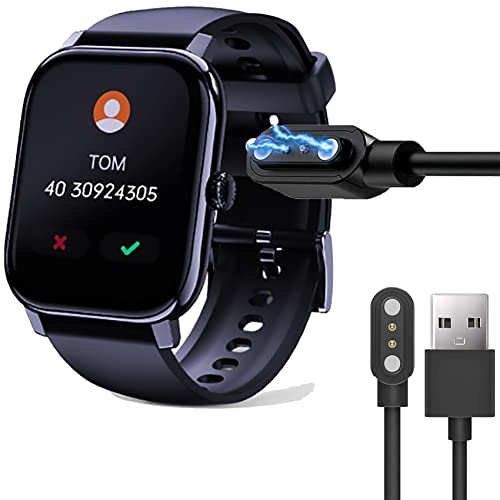 Cargador magnético para reloj inteligente LLKBOHA P75 con cable de carga USB de 2 pines en color negro