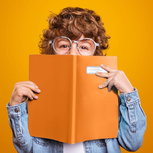 ICE TOYS 7 Hefthüllen einfarbig orange mit Platz zum Schreiben des Namens Materie Klasse mit Lesezeichen für die Schule (Orange)