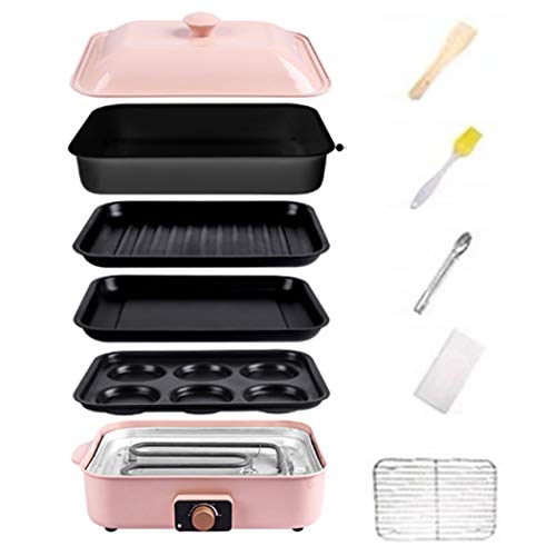 Electric BBQ Hot Pot Cooker Multi-Function 4-in-1 Grill Non-Stick Coating Multi Plate Set