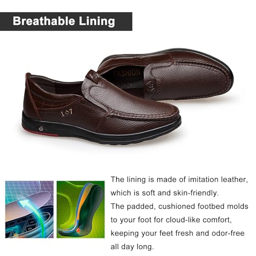 Mens Slip On Leather Loafers Comfort Soft Flat Moccasins Fashion Business Casual Shoes for Daily Walking Driving Office Work3