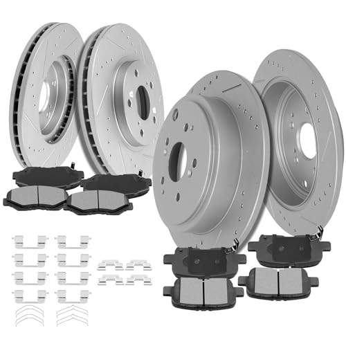 Image of SCITOO Brake Kits Front and Rear Drill and Slotted Brake Rotor Ceramic Pads