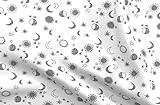 Spoonflower Fabric - Night Sky Galaxy Nursery Grey Stars Moon Printed on Petal Signature Cotton Fabric Fat Quarter - Sewing Quilting Apparel Crafts Decor