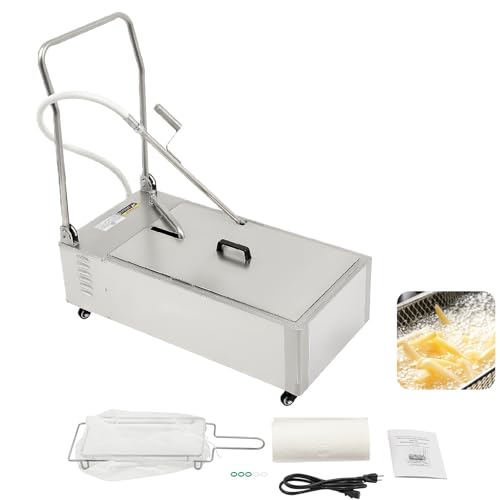 55L Oil Filter Machine, 14.5Gal Oil Filtration System 10L/min, Frying Oil Filter System Machine, Cooking Oil Filter Pump & Oil Hose for Restaurants & Home Use