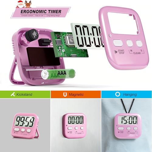 image for Antonki 2 Pack Digital Timer for Kids, Magnetic Countdown Kitchen Time