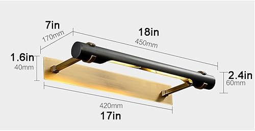 Miniatura 2 de Lámpara - Lámpara retro para tocador de baño, 2 luces, aplique de pared de latón negro y antiguo, accesorios de iluminación industriales para