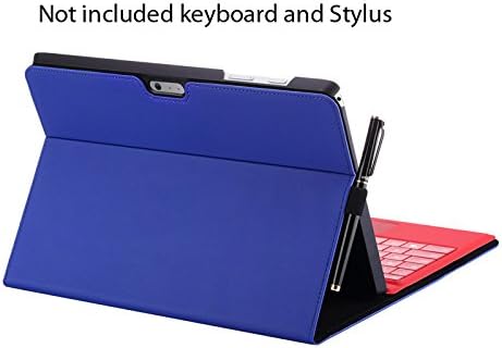 Valkit Microsoft Surface 3 Case, Compatible Surface 3 Type Cover, Folio Slim PU Leather Stand Cases and Covers with Stylus Pen Holder Compatible for Surface 3 10.8 Inch Original Keyboard, Blue