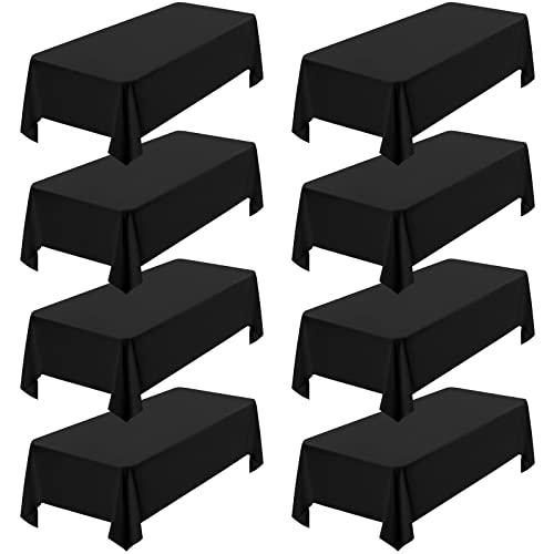 Showgeous 8 Pack Black Polyester 60x102 Inch Tablecloths