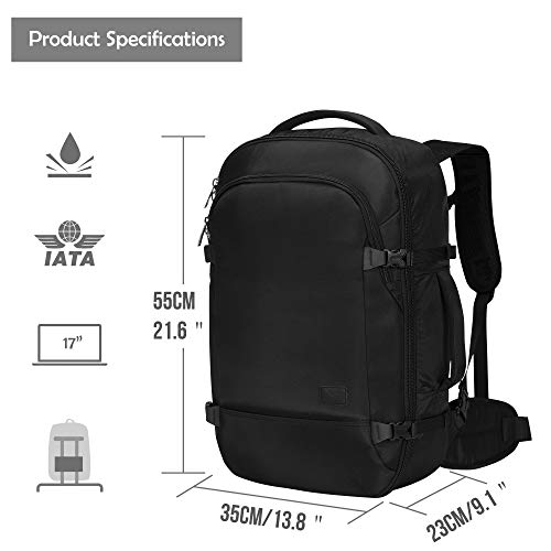 Hynes Eagle 45L Travel Backpack Carry on Backpack Weekender Bag, Black
