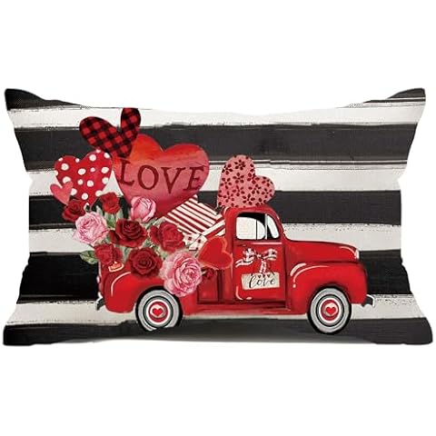 YIRHYZC Valentine Day Pillow Covers 12x20 Decorative Throw Pillow Case Holiday Home Office Indoor Bedroom Room Decor Seasonal Farmhouse Rustic Decoration Stripe Cover