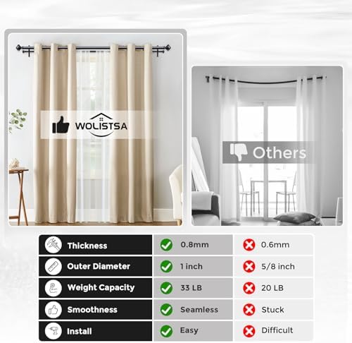 Black Double Curtain Rods for Windows 36 to 72 Inch, 1 Inch Adjustable Decorative Crystal Dual Curtain Rod, Heavy Duty Vintage Double Drapery Pole with Black Foil Finials for Living Room