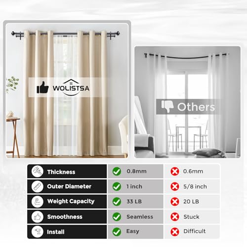 Black Double Curtain Rods for Windows 36 to 72 Inch, 1 Inch Adjustable Decorative Crystal Dual Curtain Rod, Heavy Duty Vintage Double Drapery Pole with Black Foil Finials for Living Room