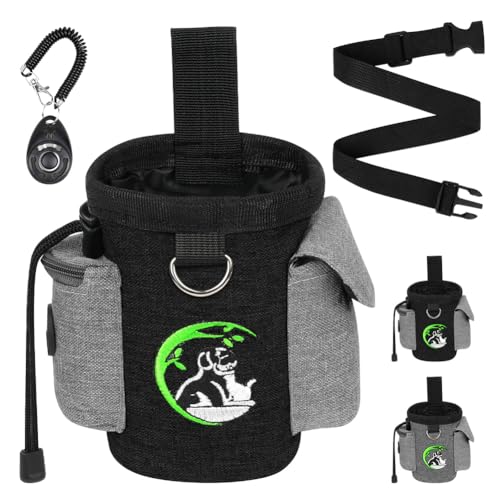 Adiwo Sac à Friandises pour Chien, Sac de Dressage pour Chien, Pochette de Dressage pour Chien, Pochette pour Chien avec Distributeur de Sacs, Aves Clicker de...