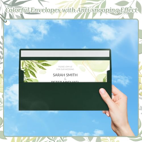 Image of 200 Pcs #10 Dark Green Envelopes Letter Size Self Seal, Business Envelopes