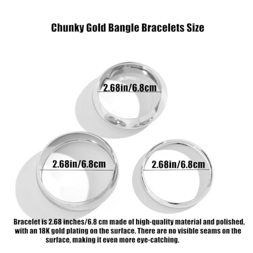 Chunky Gold Bangle Bracelets for Women Stack Wide Wrist Silver Cuff Bracelet Fashion Statement Jewelry Gift Accessories4
