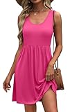WIHOLL Summer Dresses for Women 2025 A Line Sleeveless Womens Spring Dresses Casual Cute Early Fall Fashion Must Haves Dress Mini Sun Dress Vacation Clothes Outfits Fashion Hot Pink L