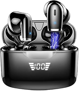 Wireless Earbuds, Bluetooth 5.3 Headphones in ear, Stereo Earphones with 13mm Drivers, True Wireless Earphones with LED Display, Premium Sound with 40H Playtime, IP7 Headset for Running, Black