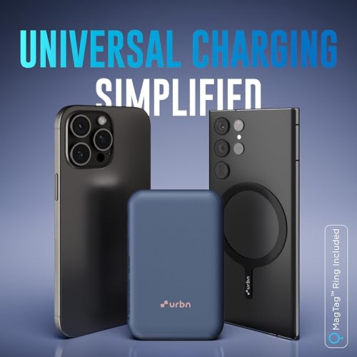 Image of URBN Curve 3 in 1 Wireless Power Bank for iPhone, 10000mAh MagSafe Fast Charging for Apple AirPods, iWatch, iPhone 12 & Above, Android & Other Qi Enabled Devices (Blue)