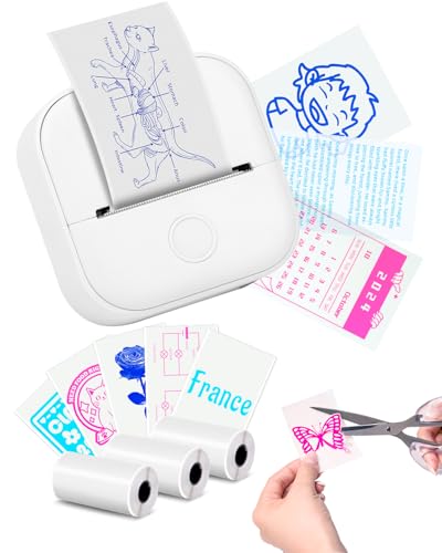 Memoking Mini Stampante Termica-T02 Stampante Termica Portatile Bluetooth Print Pods Portable Mini Printer per Grafici di Studio, l'apprendimento, Appunti di Studio, Diagrammi Anatomici, Foto, Regalo