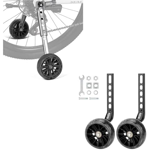 FORTOP Bike Training Wheels, Pair of Heavy Duty Rear with Stabilizers Mounted Kit for 12 14 16 18 20 22 24 inch Kids Boy Girls Bike (Black) Cover