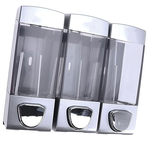 FELTECHELECTR Wall-Mounted Lotion Dispenser Three Outlets Transparent Shampoo and Conditioner Pump for Bathroom Kitchen Hotel Easy to Install Reduces Clutter Showers