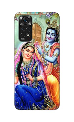 Image of Printed Hard Back Cover Case for Mi Redmi Note 11 4G Back Cover (Radha Krishna) -1803